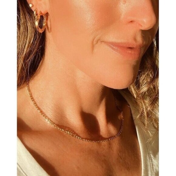 Figaro Cuban link Gold Chain Waterproof Classic Necklace Layering Gold Chain - Picture 2 of 11